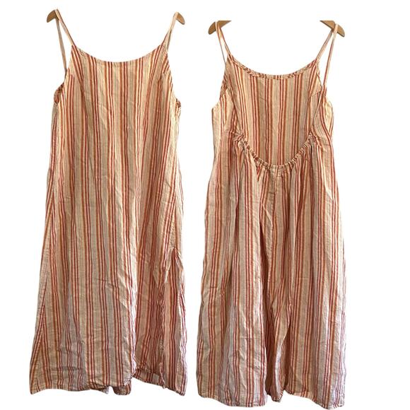 Reformation Linen Midi Dress Drop Back Women's Size XL Beach Lounge Natural - Picture 1 of 8